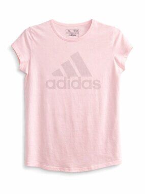 Adidas Pink Logo T-Shirt NWT Girls XL Fits Women’s XS Athletic Tee